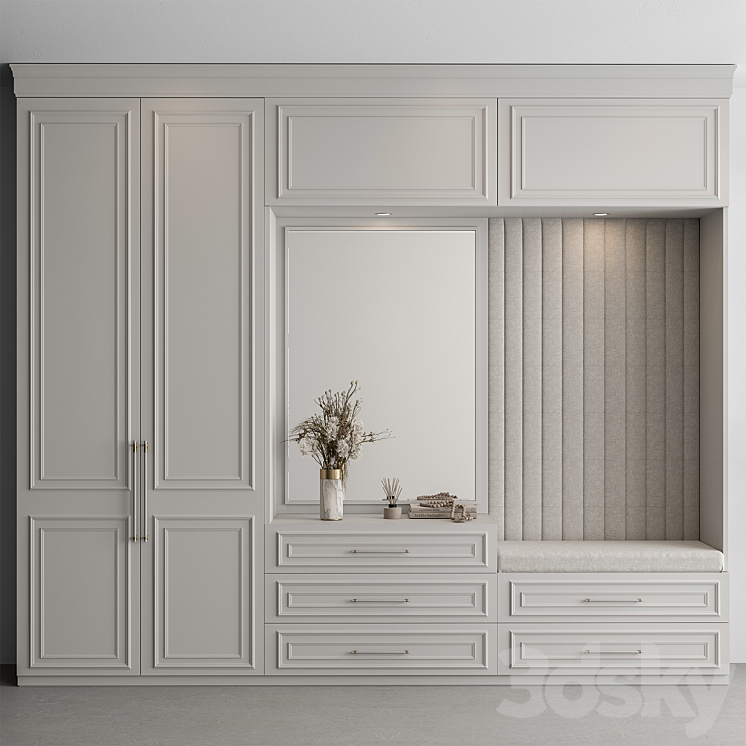 Hallway 65 – Cream and White Entrance 3D Model
