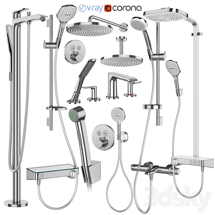 Hansgrohe set 173 mixers and shower systems 3D Model