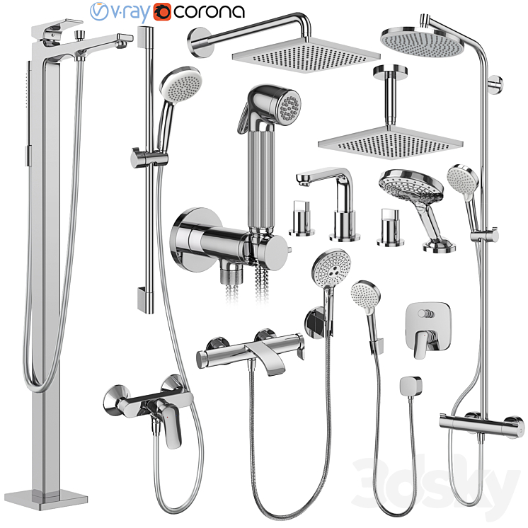 Hansgrohe set 175 mixers and shower systems 3D Model