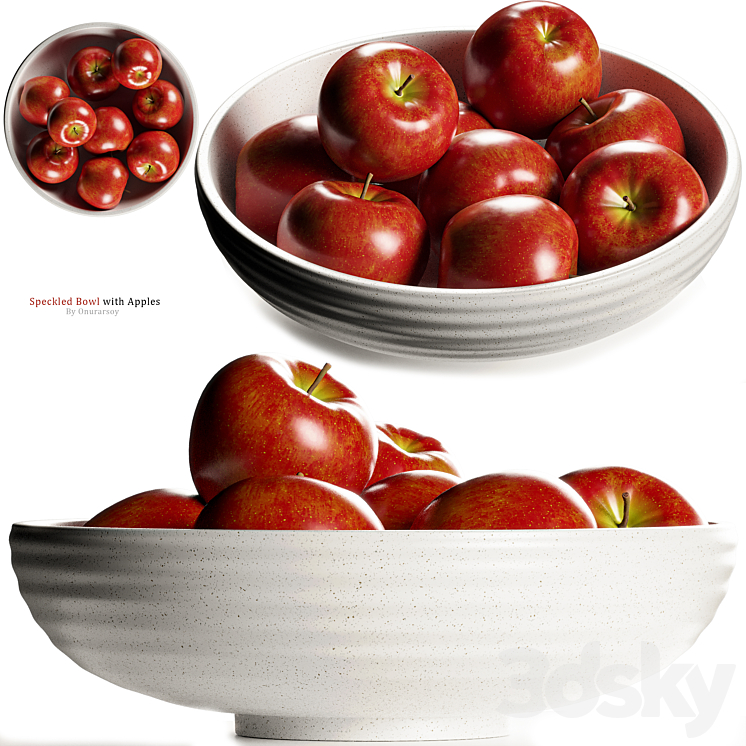 Crate & barrel – Holden Speckled Bowl with Apples 3D Model