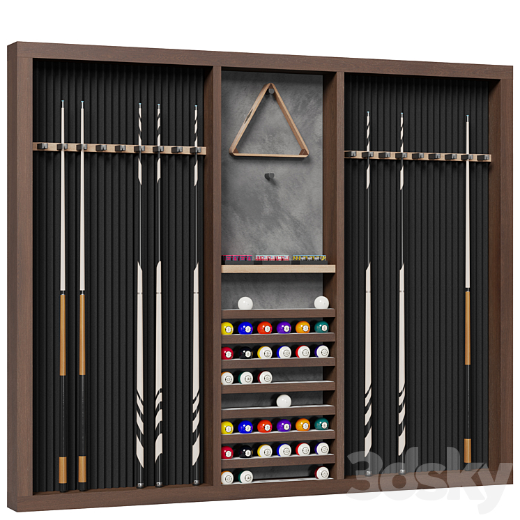 Billiard Wall Rack 3D Model
