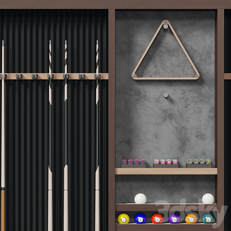 Billiard Wall Rack 3D Model