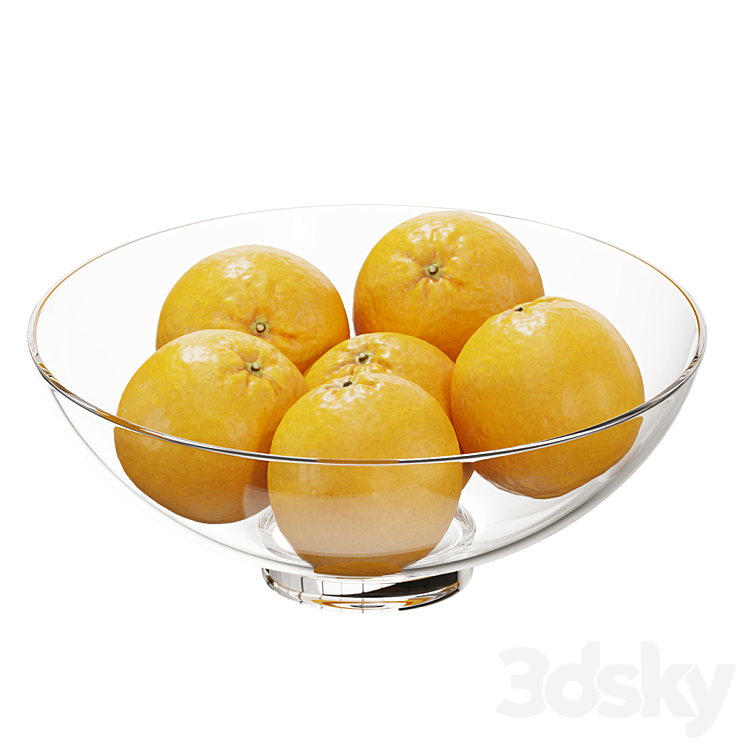 Glass footed fruit bowl set 17 Food and drinks 3D model