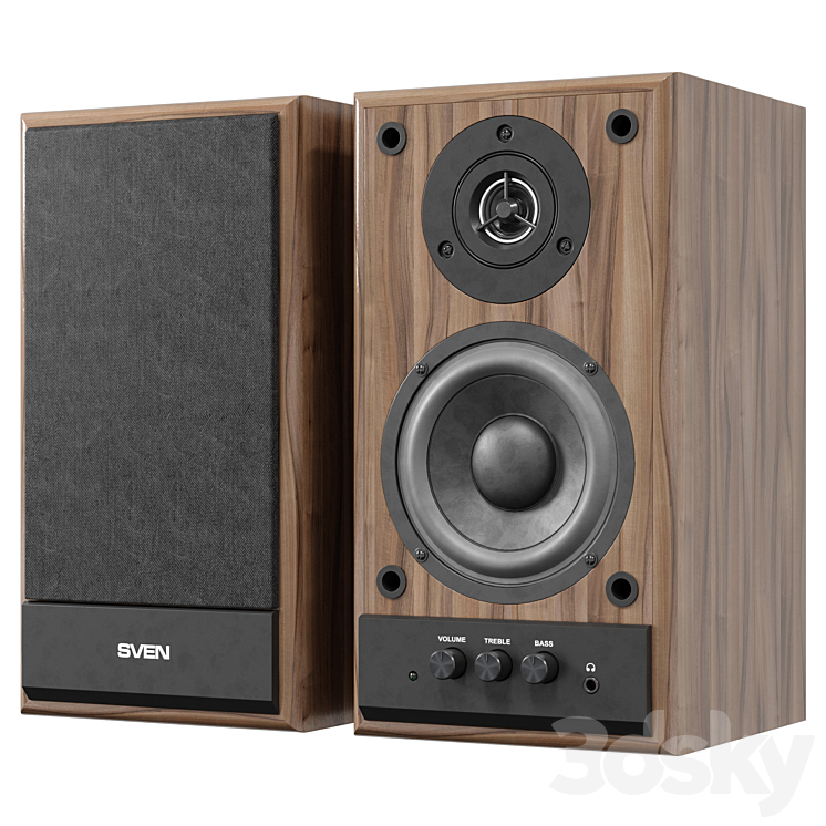 Musical columns Sven SPS-702 Walnut 3D Model