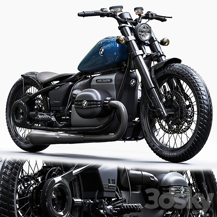 BMW R18 rubber 3DS Max Model - thumbnail 1