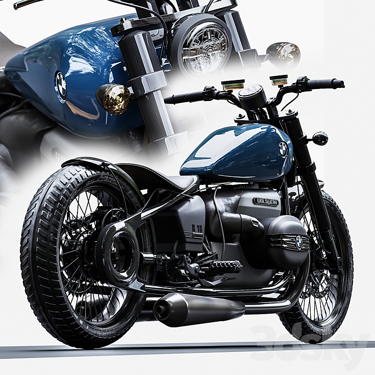 BMW R18 rubber 3DS Max Model - thumbnail 2