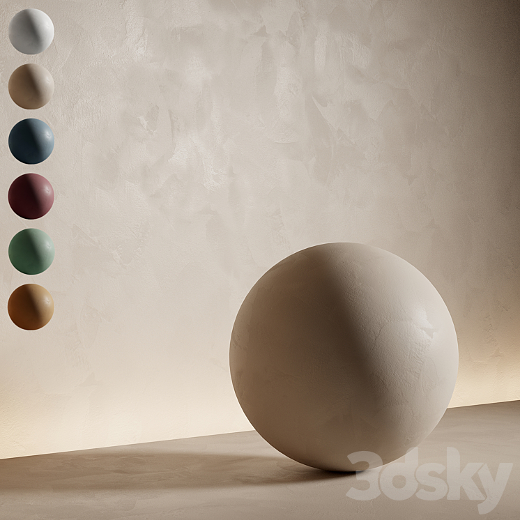 Decorative plaster. Seamless decorative plaster material 6 colors. 41 3D Model