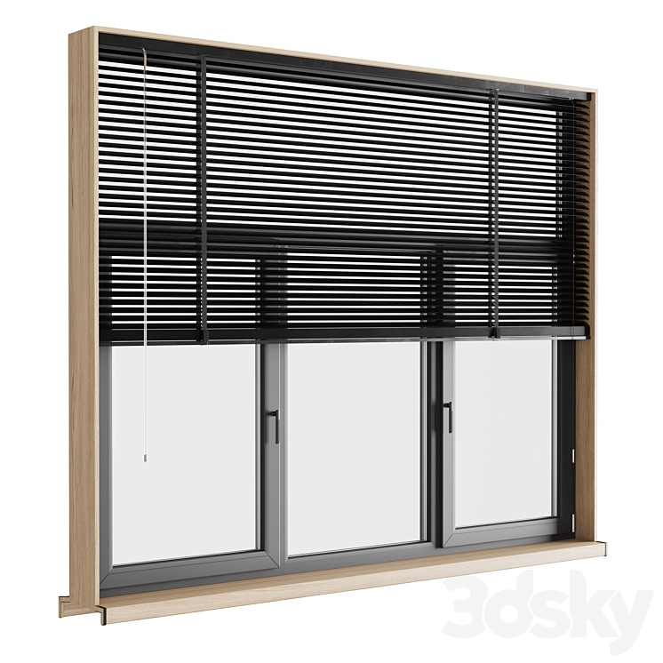 modern windows with Metal Blinds and wooden 3DS Max Model - thumbnail 2