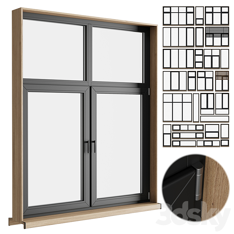 modern windows with Metal Blinds and wooden 3DS Max Model - thumbnail 1