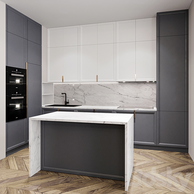 Kitchen neoclassical 3DS Max - thumbnail 2