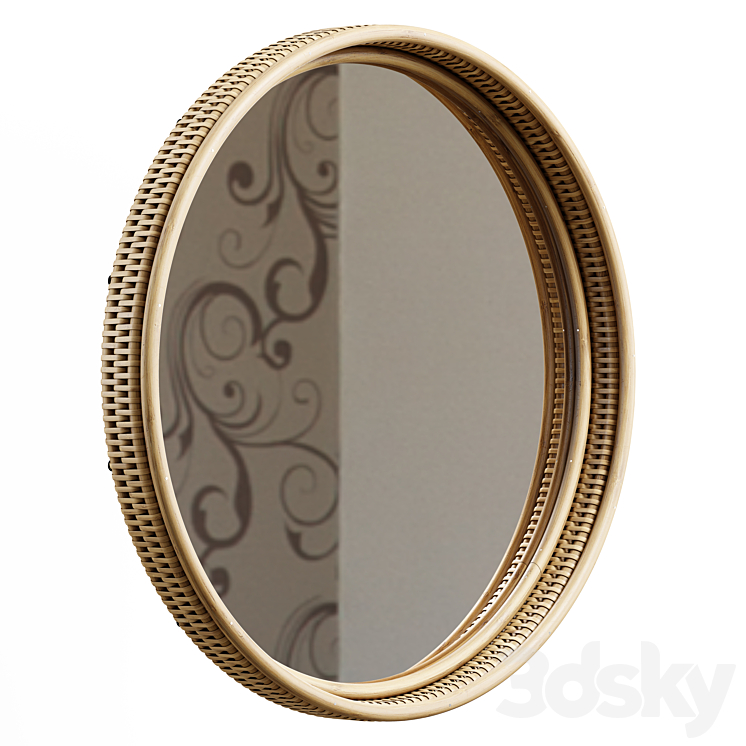 Zara Home – The circular rotang mirror in the frame – Large 3D Model