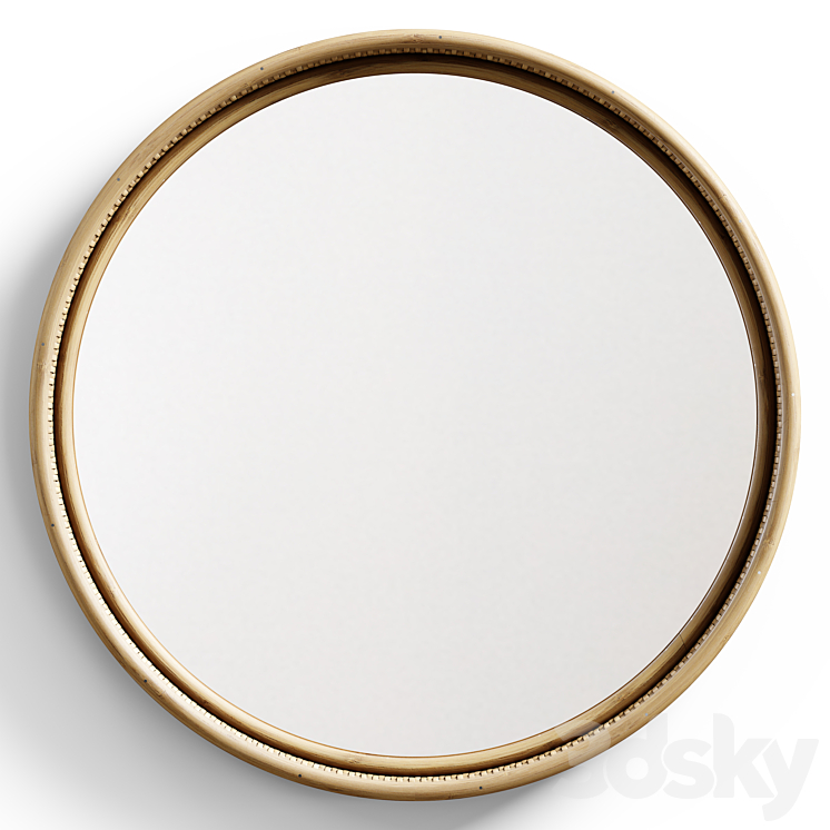 Zara Home - The circular rotang mirror in the frame - Large 3D Model