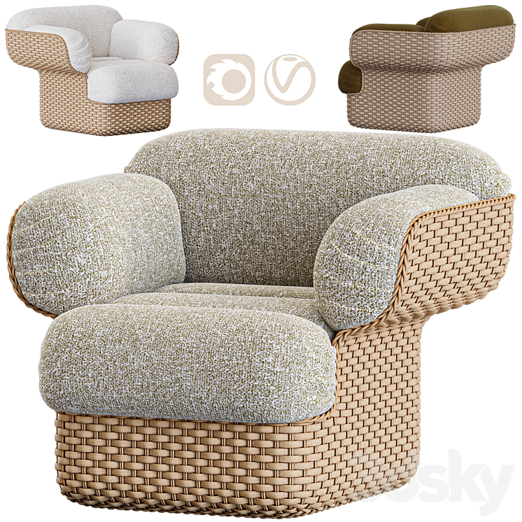 Basket Lounge Chair Gubi 3DS Max Model - thumbnail 1