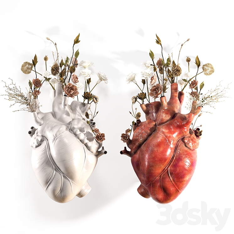 Wall Heart Vase 3D Model