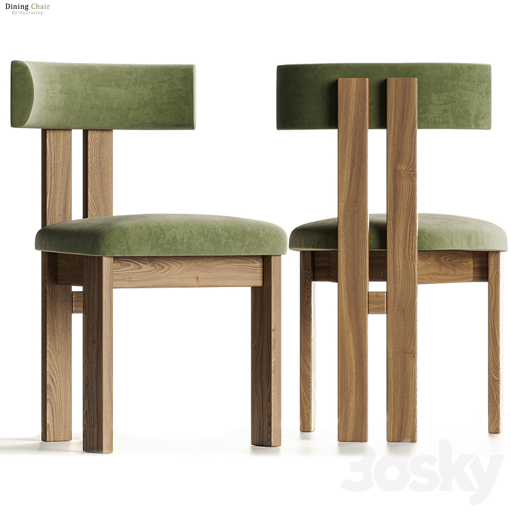 Crate & Barrel Ceremonie Green Mohair Dining Chair by Athena