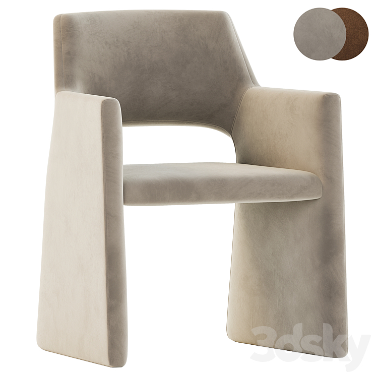 CB2 Foley Faux Mohair Gray Dining Armchair Chair 3D model