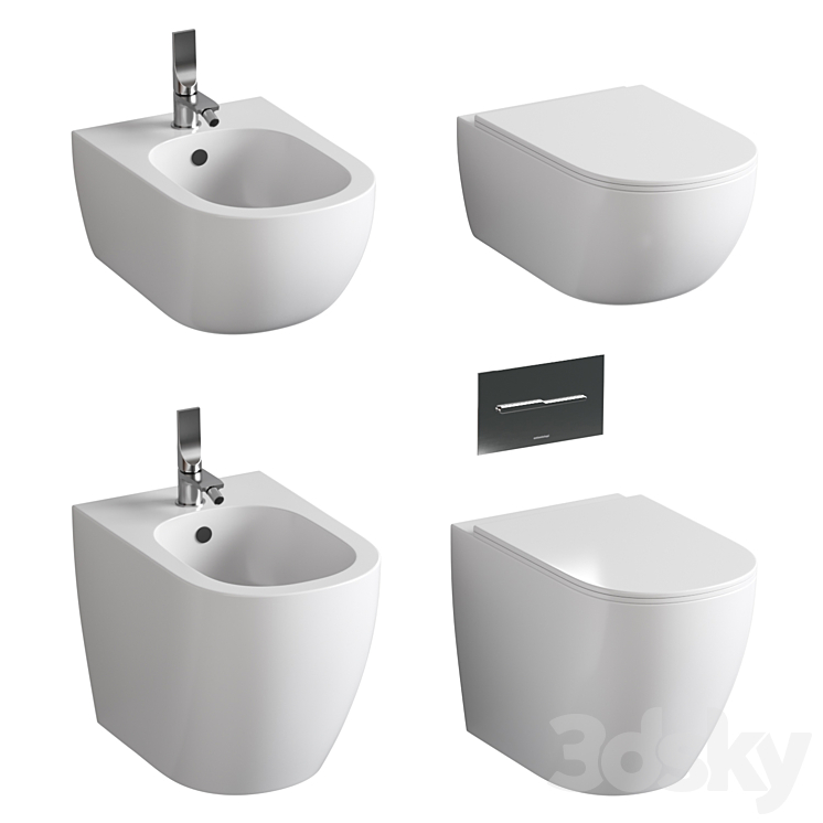 Nic Pin WC/ Bidet Toilet and Bidet 3D model