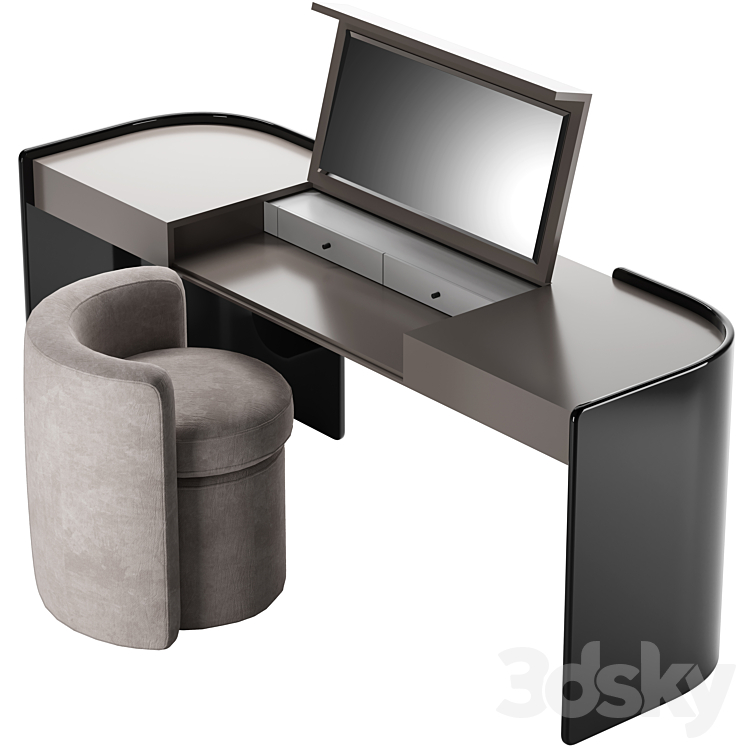 Modern Make Up Table with Pouf 3DS Max - thumbnail 2