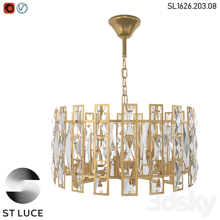 SL1626.203.08 Pendant chandelier ST-Luce champagne transparent OM 3DS Max - thumbnail 1