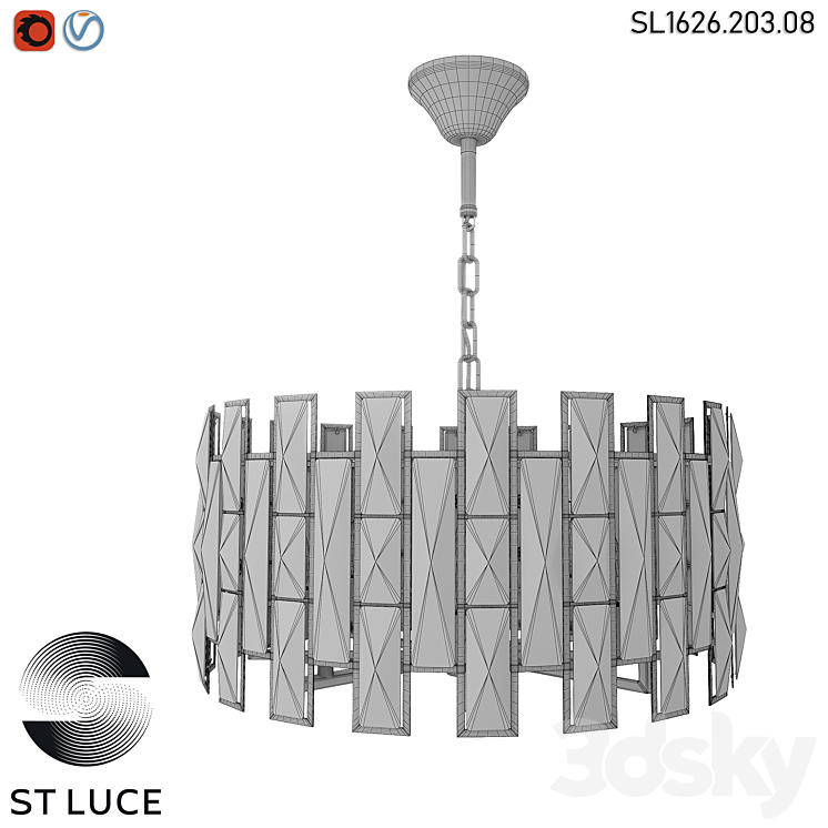 SL1626.203.08 Pendant chandelier ST-Luce champagne transparent OM 3DS Max - thumbnail 2