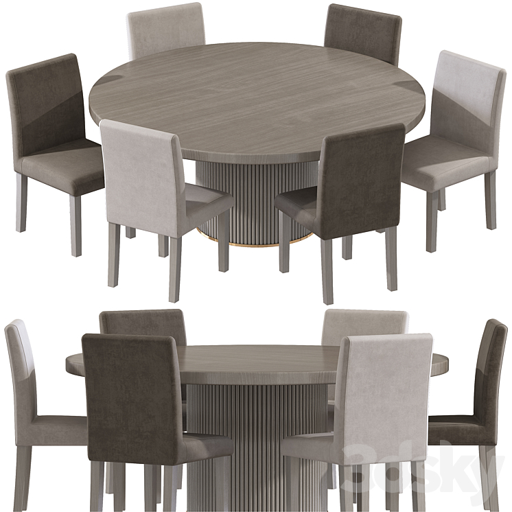 Dining Chairs \/ Table N_51 3DS Max Model - thumbnail 1