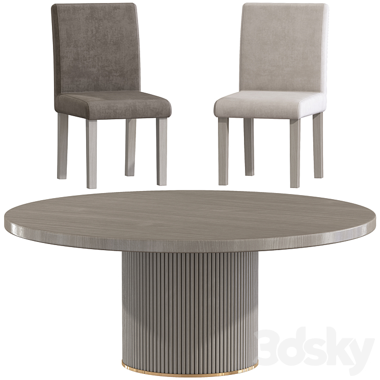 Dining Chairs \/ Table N_51 3DS Max Model - thumbnail 2