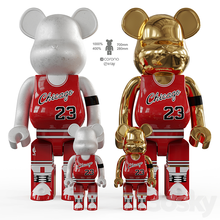 Bearbrick / basketball 23 Chicago Bulls 3D Model