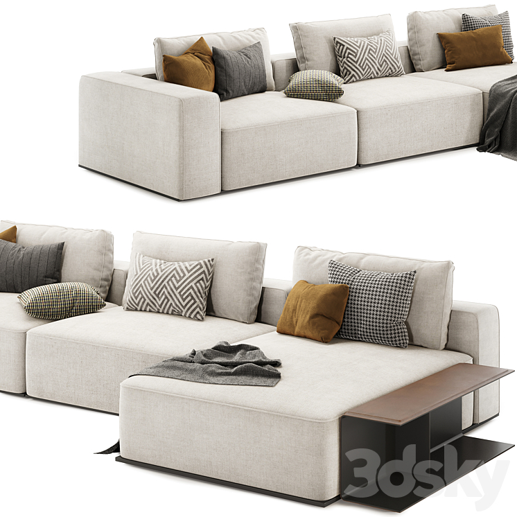 westside modular sofa with side table by poliform 3D Model