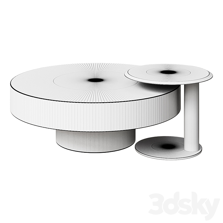 Coffee Table Modern Gold & Black 2-Piece Round Nesting Coffee Table Set with Tempered Glass Top coffee table 3DS Max Model - thumbnail 2