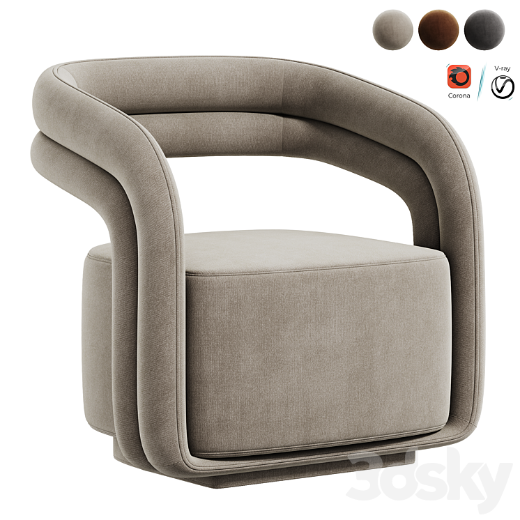 Mia Lounge Chair 3DS Max Model - thumbnail 1
