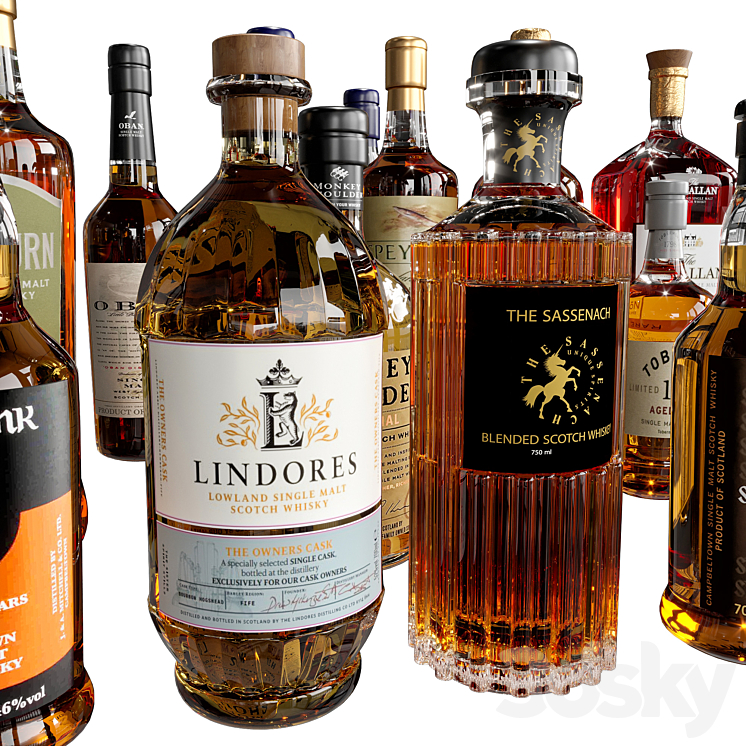 WHISKEY AND SCOTCH BOTTLE COLLECTION NO4 3D Model Free