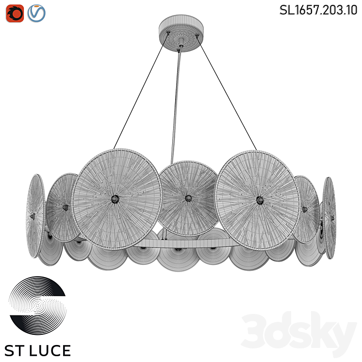 SL1657.203.10 Pendant chandelier ST-Luce Golden/Transparent OM 3D Model