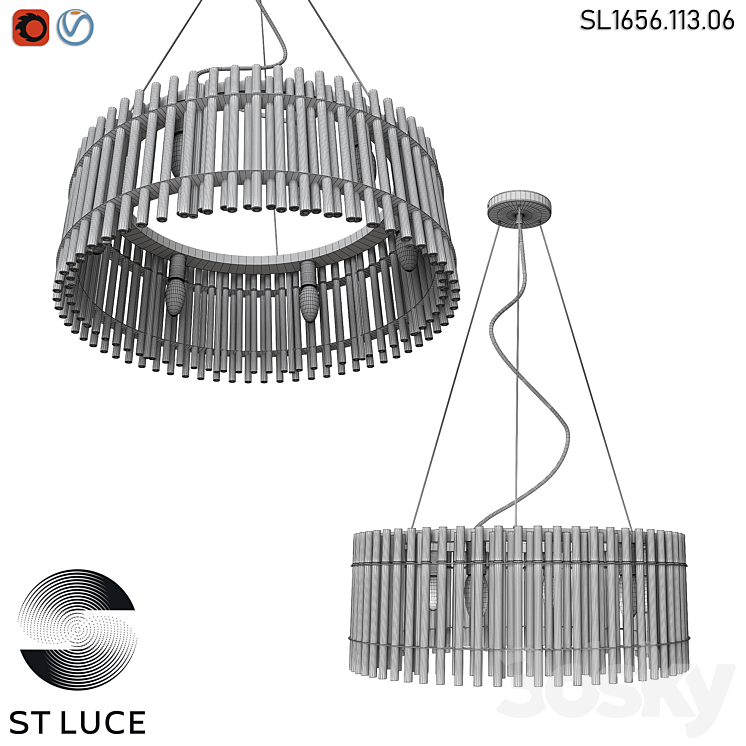SL1656.113.06 Pendant chandelier ST-Luce Nickel\/Transparent OM 3DS Max - thumbnail 2