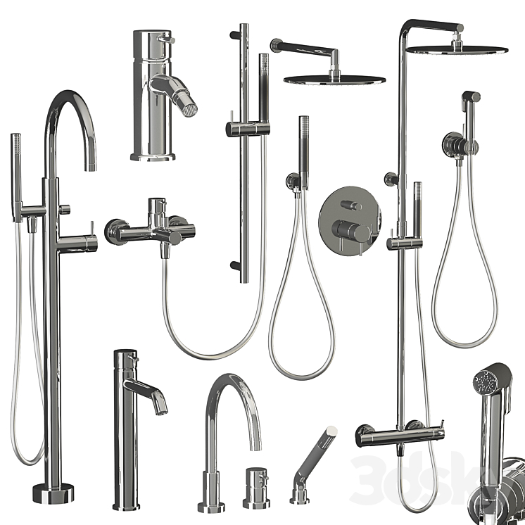 Cisal Nuovo Less shower and faucet set 3DS Max - thumbnail 2