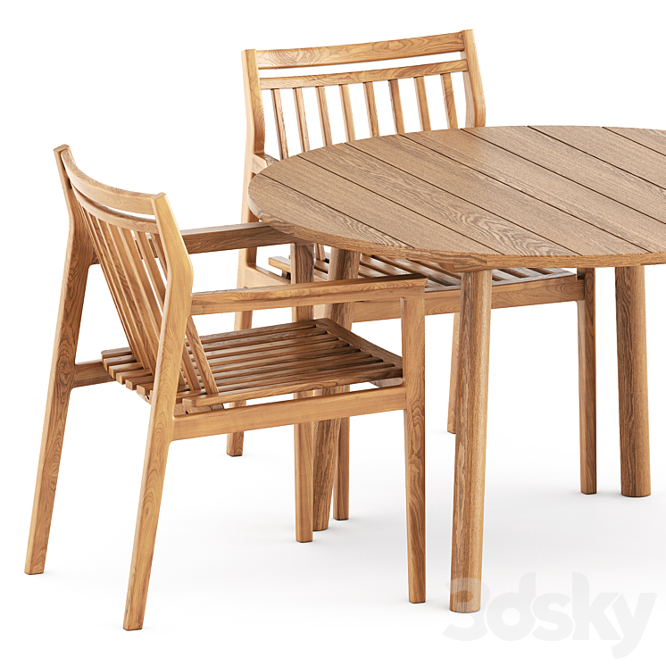Sammen M1 by FDB Mobler and Taro Table by Fredericia 3D Model