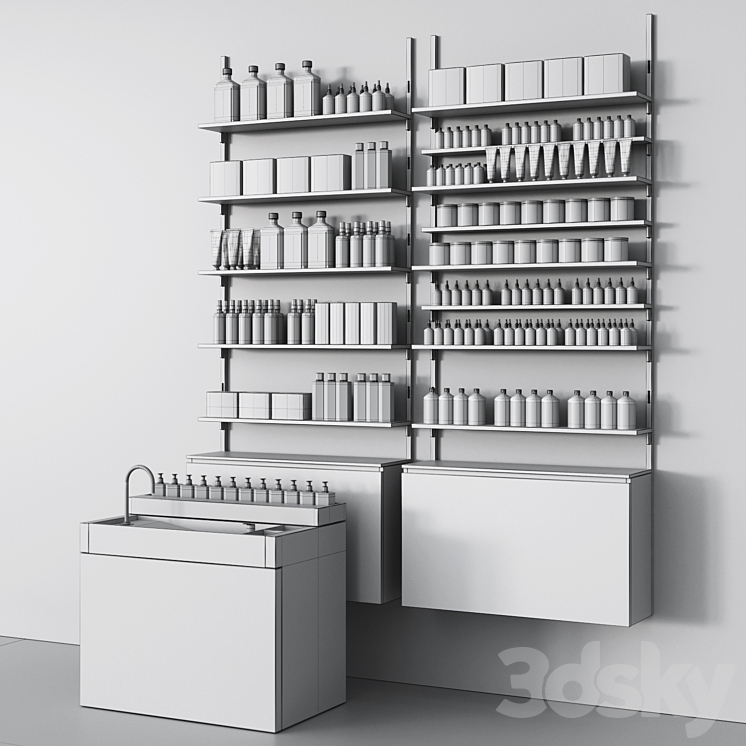 Cosmetic set with metal shelving and washbasin 3DS Max - thumbnail 2