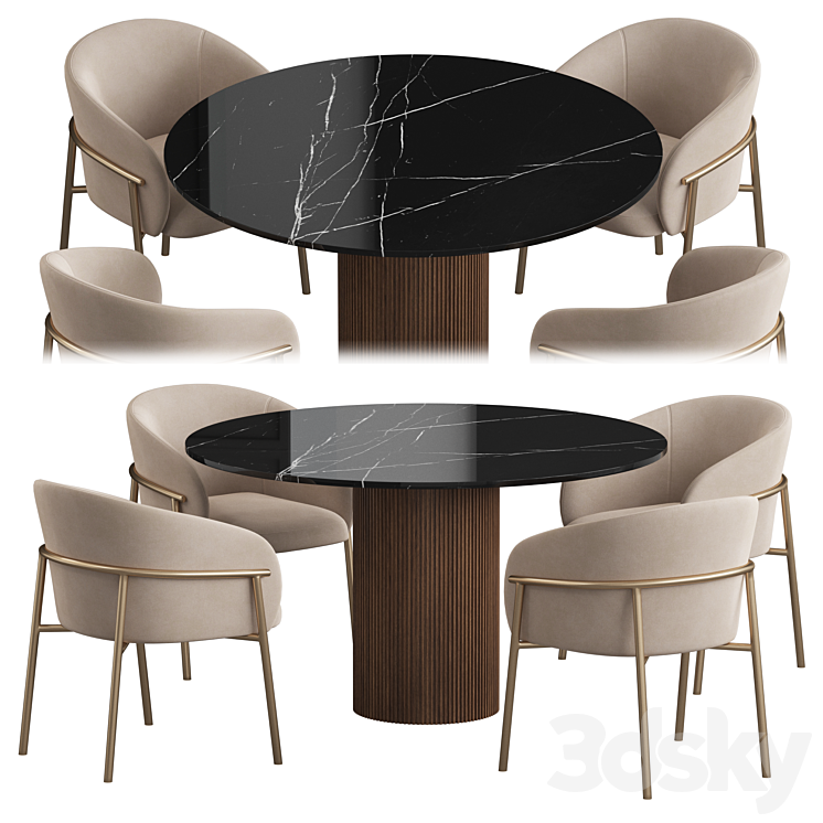 Ostinato table Rimo chair Dining set 3DS Max - thumbnail 1