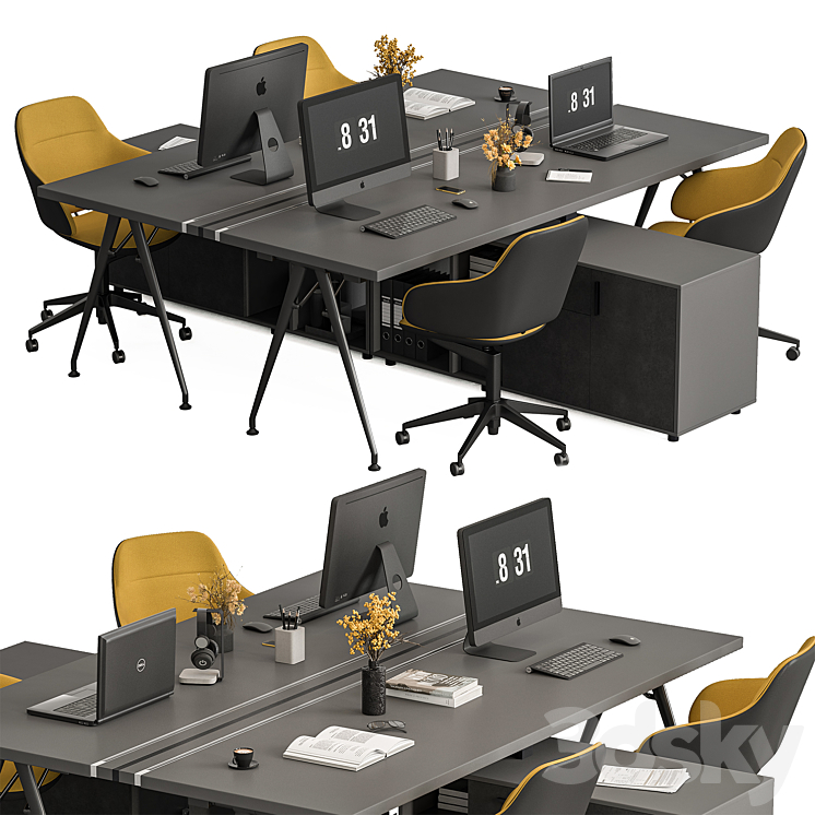 Employee Set – Office Furniture 380 3DS Max Model - thumbnail 1