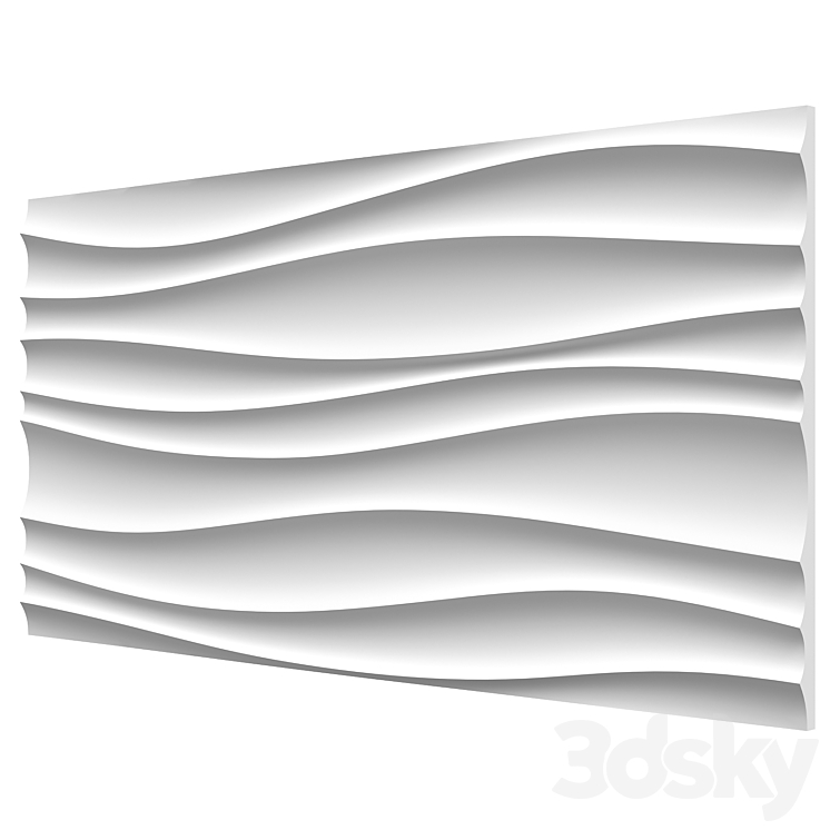 Gypsum 3d panel "Wave double sharp" - 3D panel - 3D model