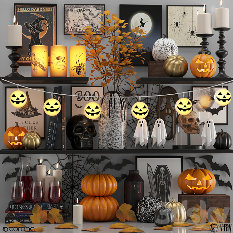 halloween decorative set 3DS Max Model - thumbnail 1
