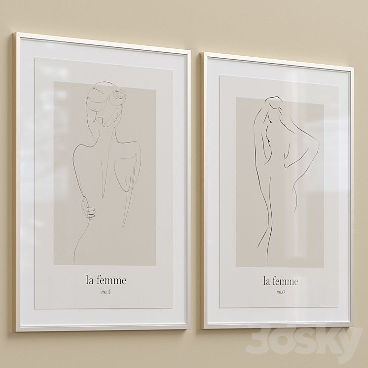 Line Art Female Figures Poster P-606 - Frame - 3D model