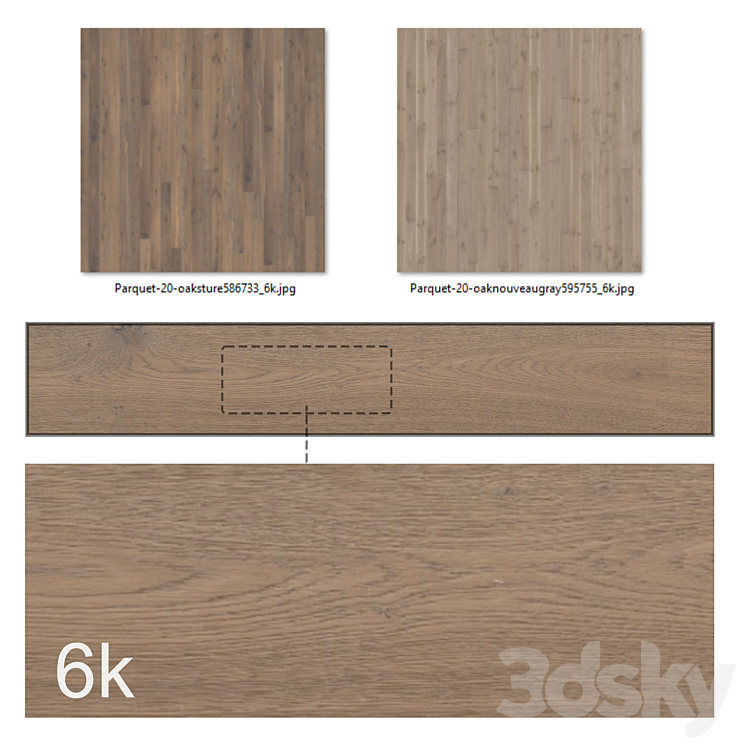 Parquet set 20 – Bundle – 2 Types of oak \/ 6k textures 3DS Max - thumbnail 2