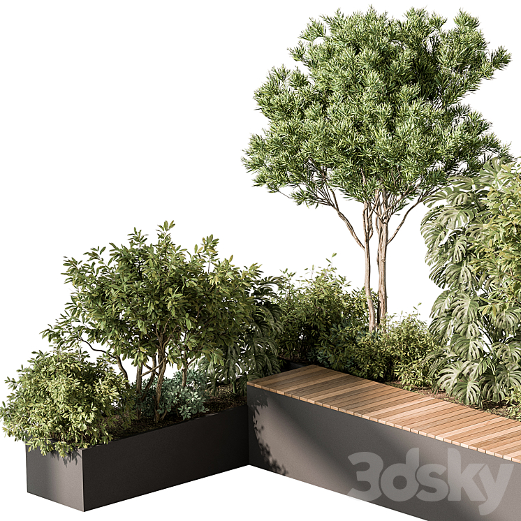 Urban Furniture Bench with Plants 52 3DS Max - thumbnail 2