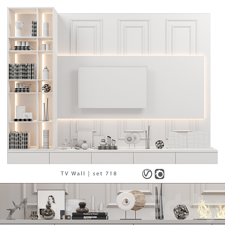 TV Wall | set 718 3D Model Free