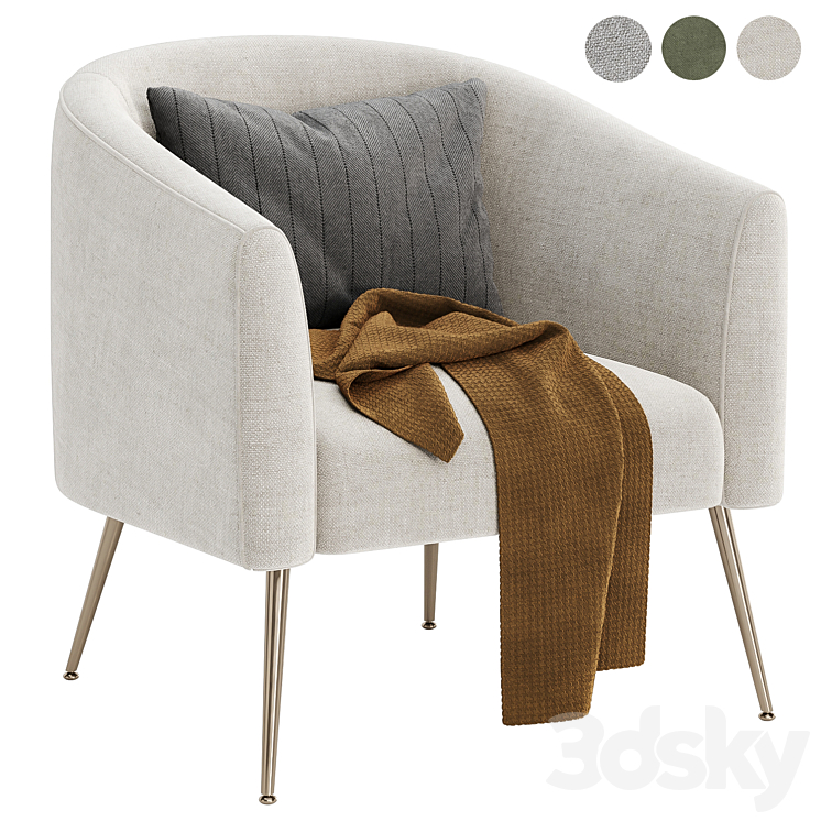 Chynia Upholstered Barrel Chair 3DS Max Model - thumbnail 1