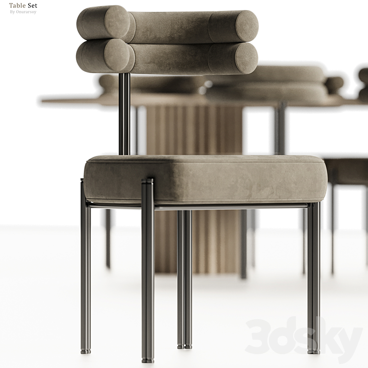 Gian Chair with Huxley Dining Table Set 3DS Max Model - thumbnail 2