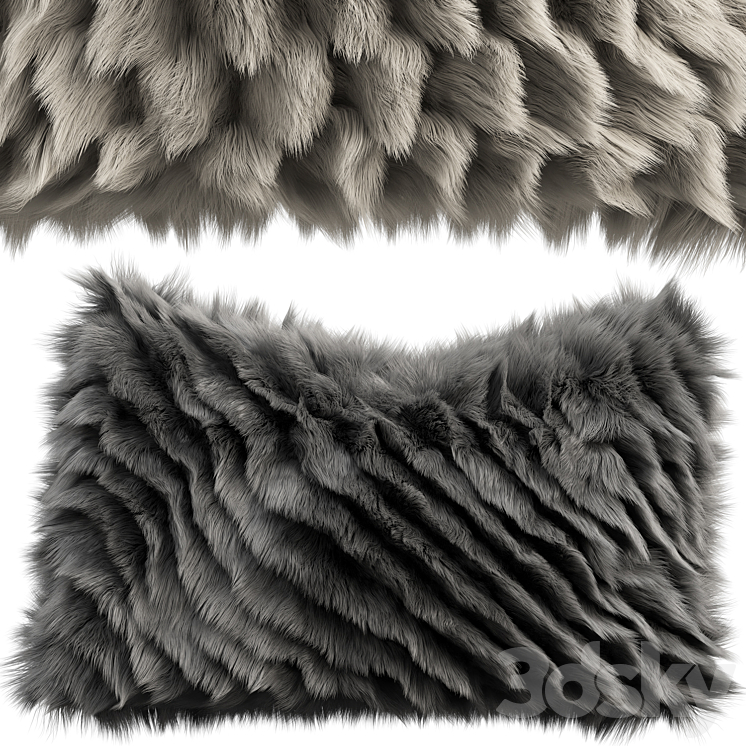 Fur pillow set 5 3DS Max Model - thumbnail 2