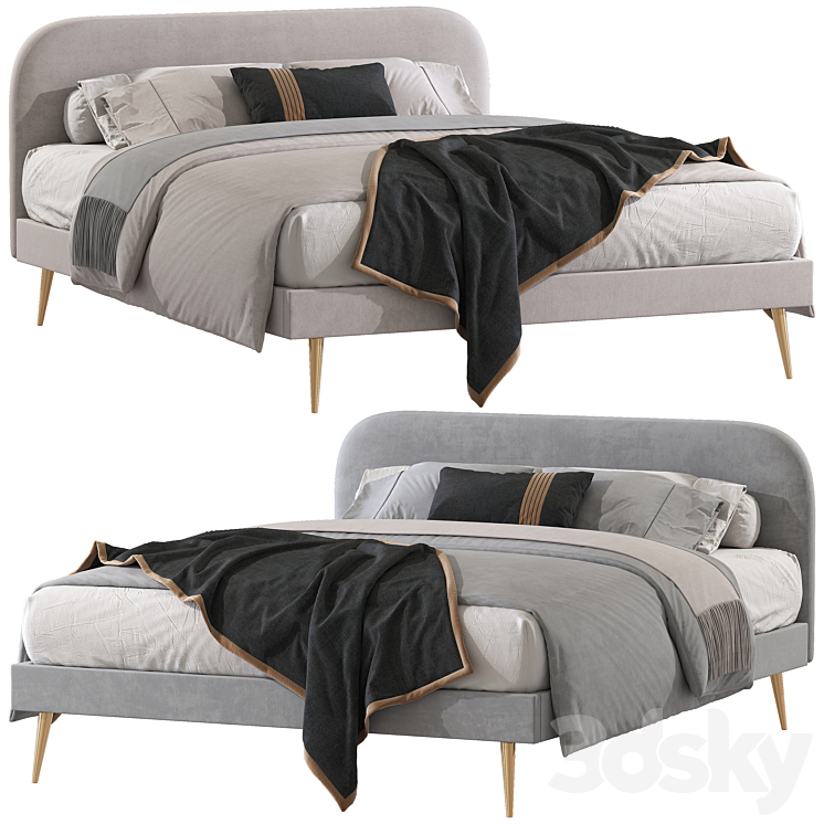 Double bed 125 3DS Max Model - thumbnail 1