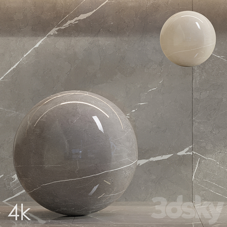 Marble Set 04 - Bundle - 2 Types of Pulpis: Gray and Beige / 4k 3D Model