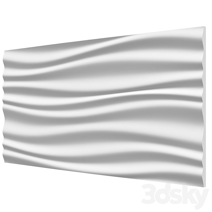 Gypsum 3d panel "Wave double soft" - 3D panel - 3D model
